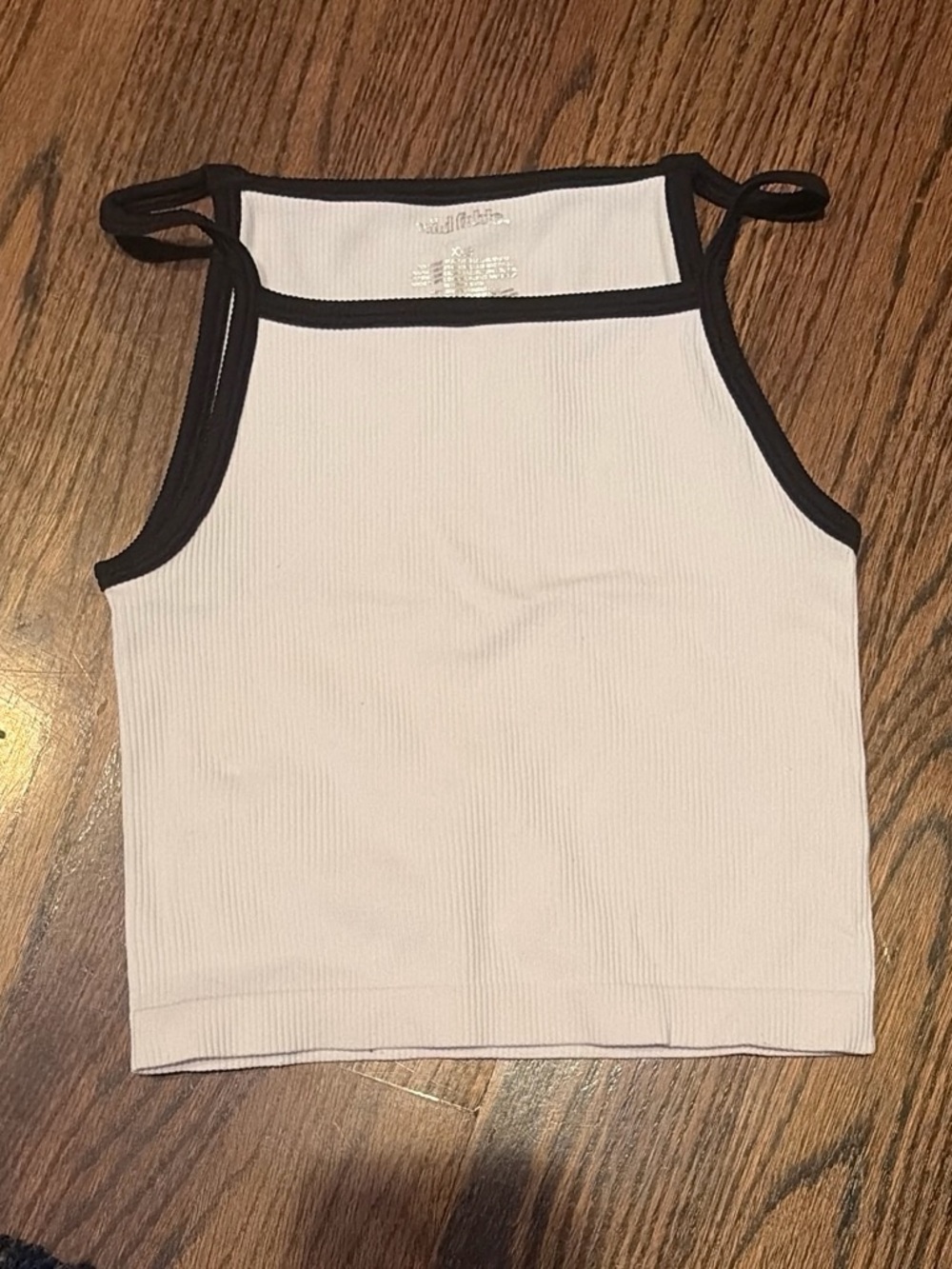 wild fable White Ribbed Tank with Black Trim